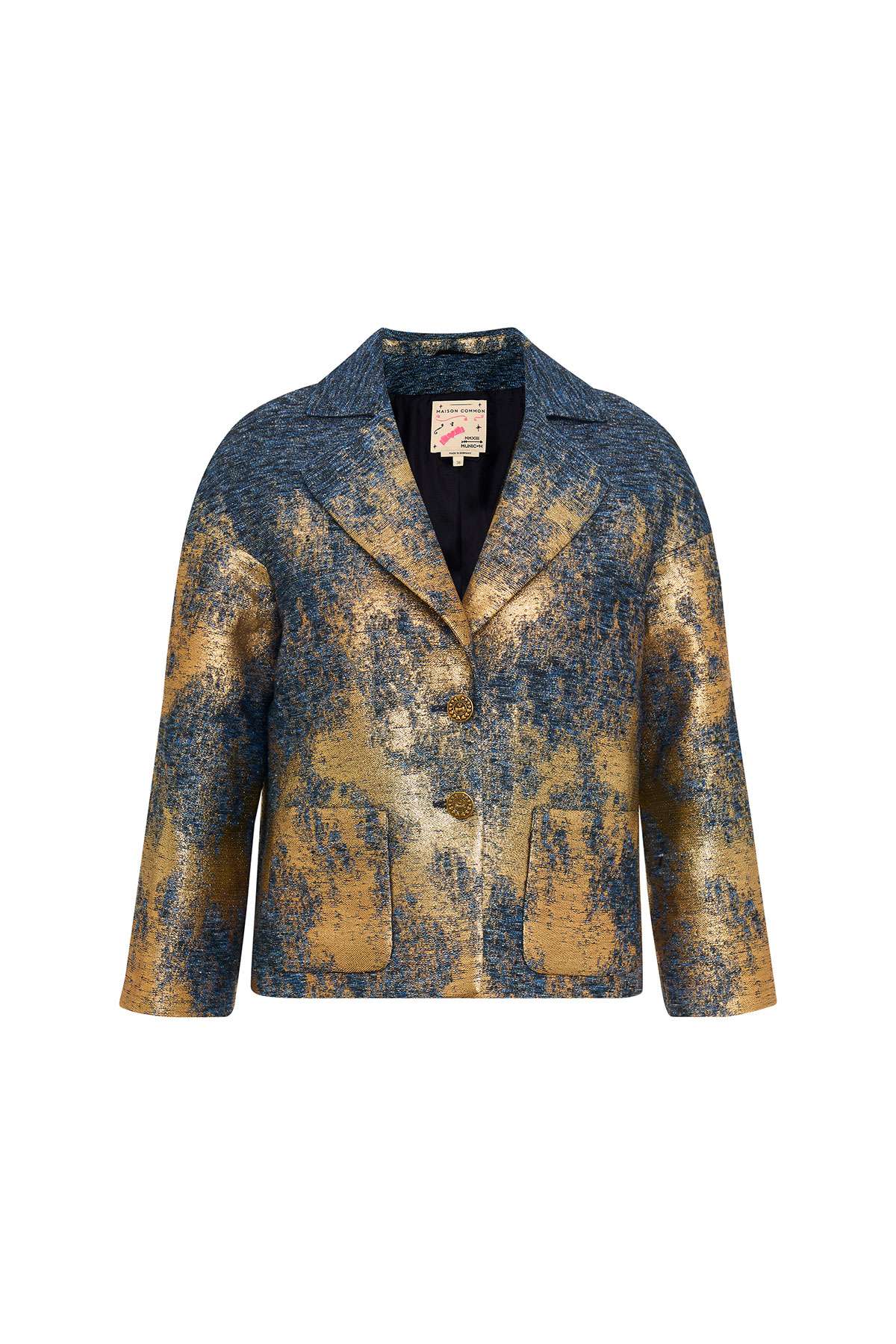 Maison Common Jeansjacke mit goldenem Jacquardmuster