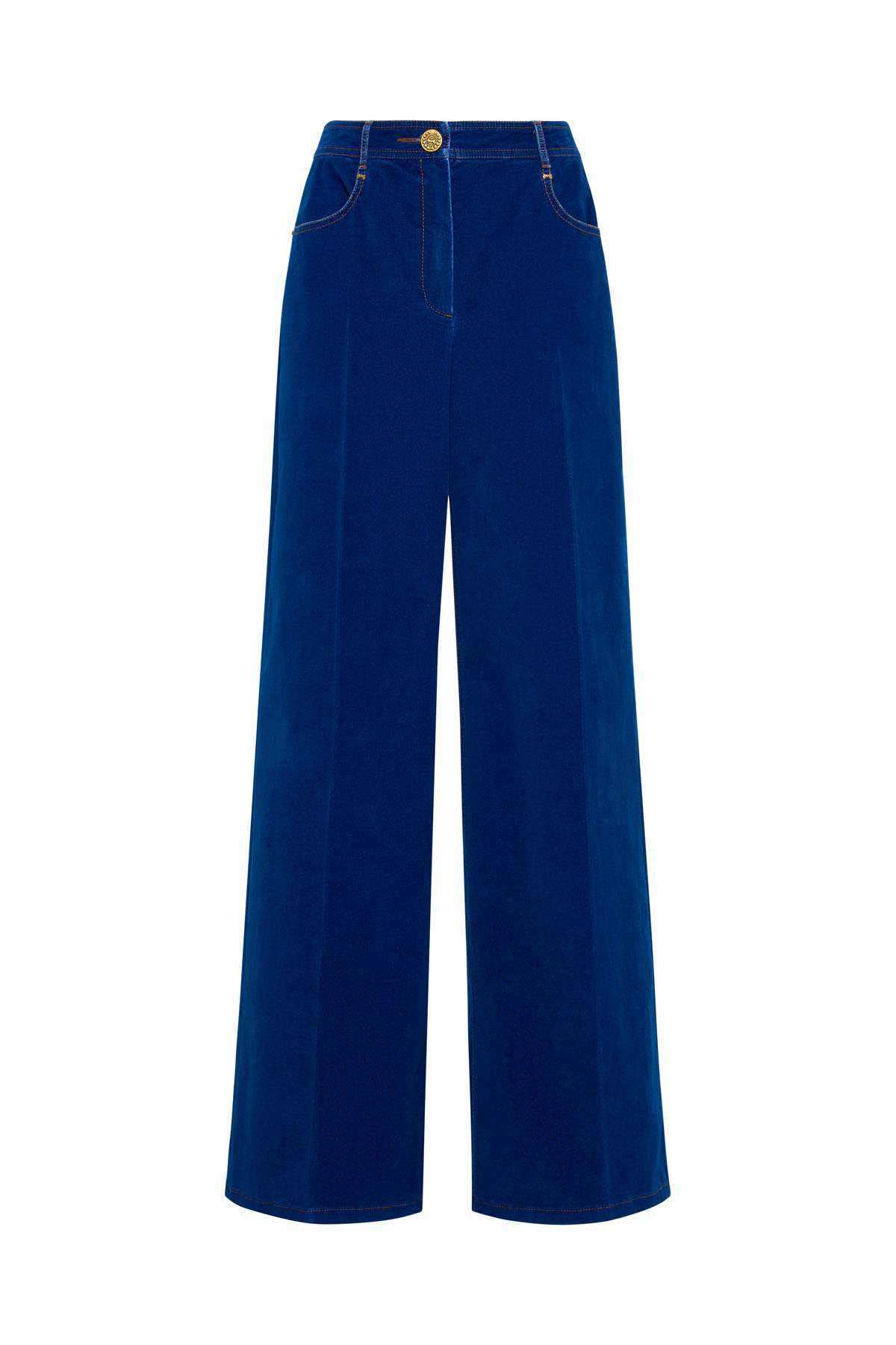 Maison Common Gewaschene Samtjeans mit weitem Bein