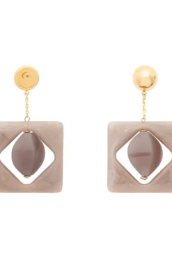 VANESSA BARONI “Big Geometric Earrings” – Taupe Marble