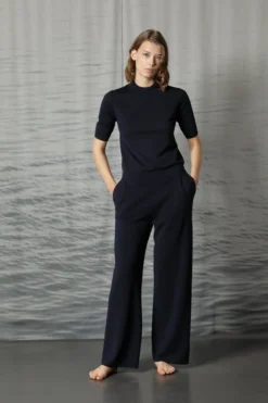 SMINFINITY – Milano Pleated Pants in Night | Elegante Merino Hose