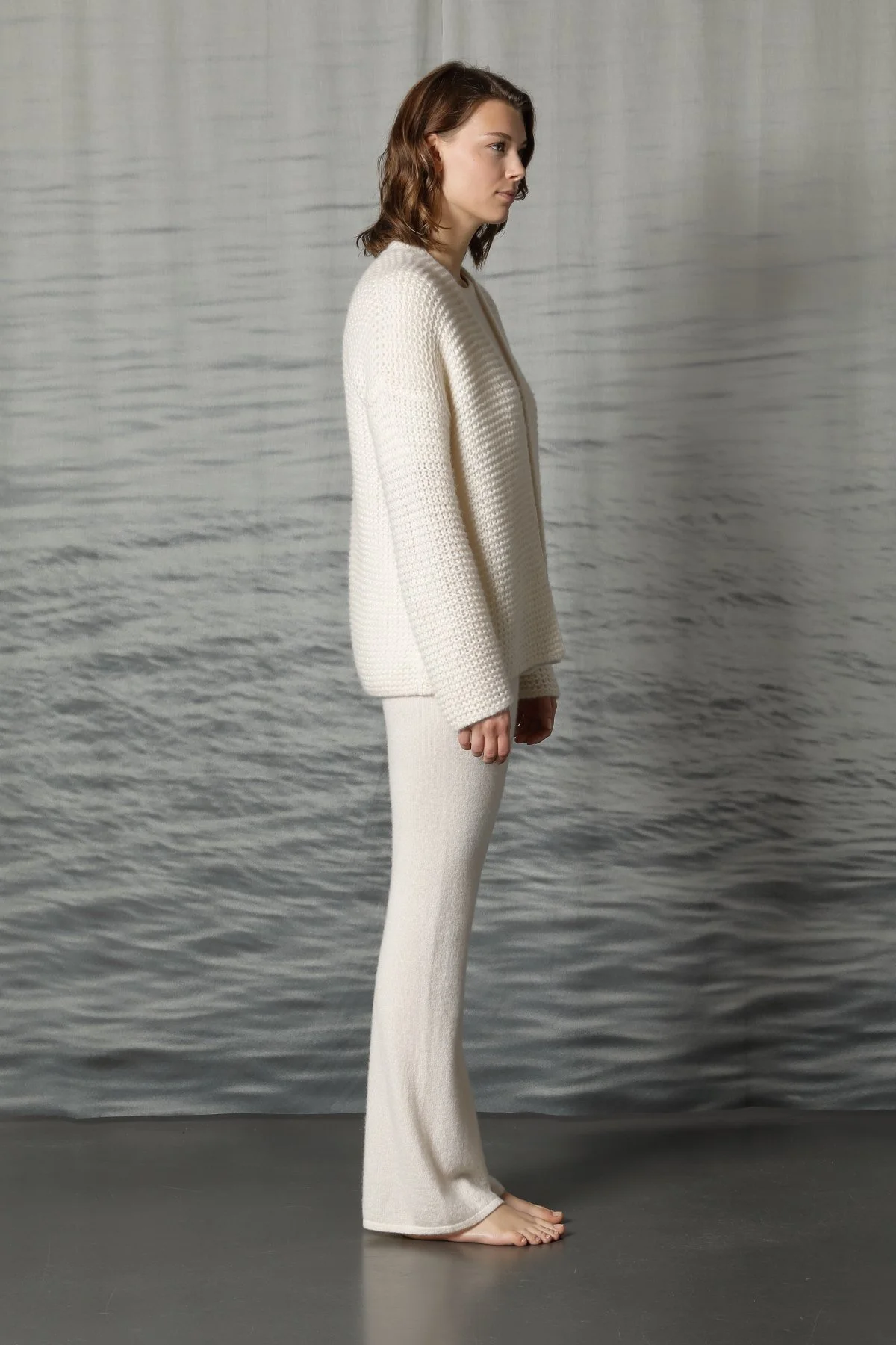 SMINFINITY – Fluffy Garter Jacket in Ivory | Cashmere-Seiden Strickjacke