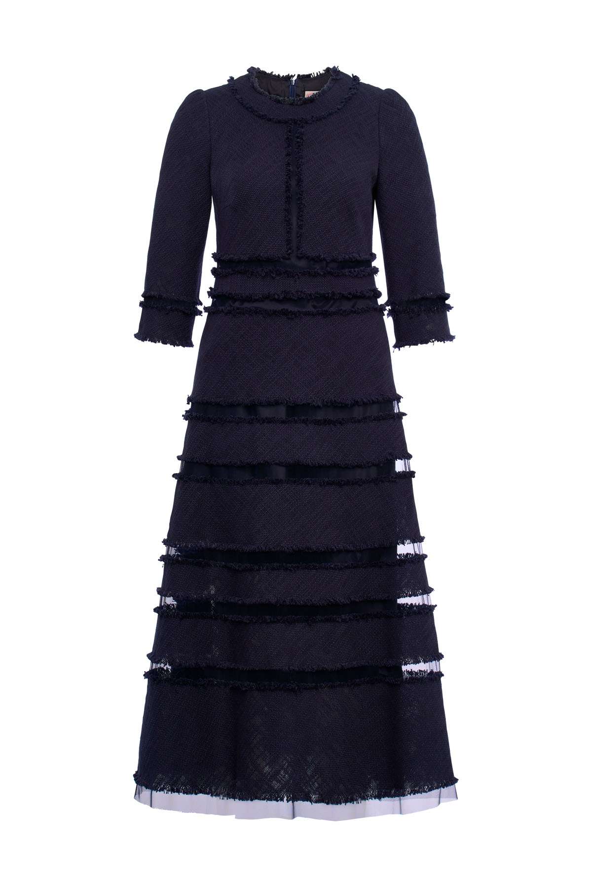 MAISON COMMON Dunkelblaues Jeanskleid mit Fransen