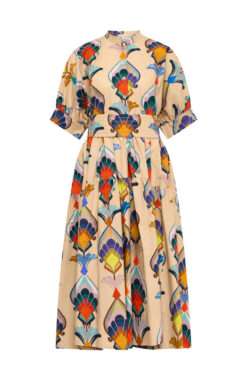 MAISON COMMON Midikleid mit grafischem Print & Taillenband