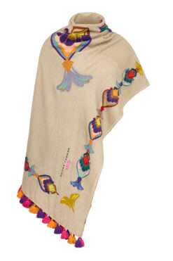 MAISON COMMON Bestickter Schal mit Quasten in Olive